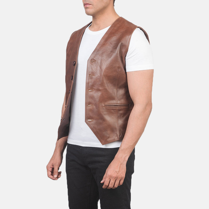 Auden Marrón Chaleco de Cuero para Hombre