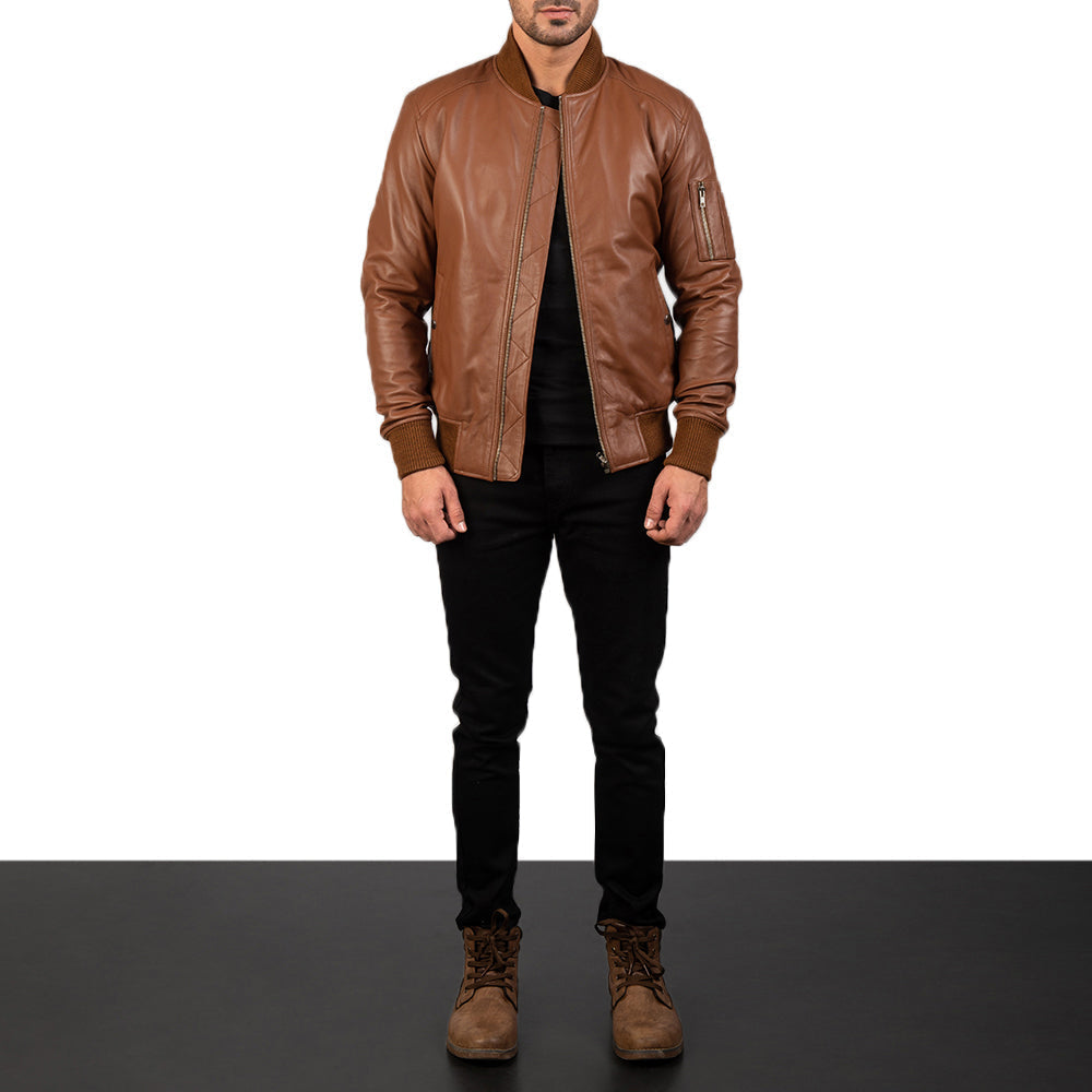 Bomia MA-1 Cazadora Bomber de Cuero para Hombre – Vista alternativa del producto 3