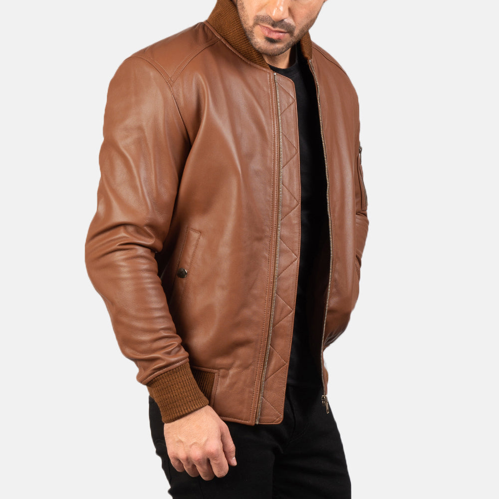 Bomia MA-1 Cazadora Bomber de Cuero para Hombre – Vista alternativa del producto 4