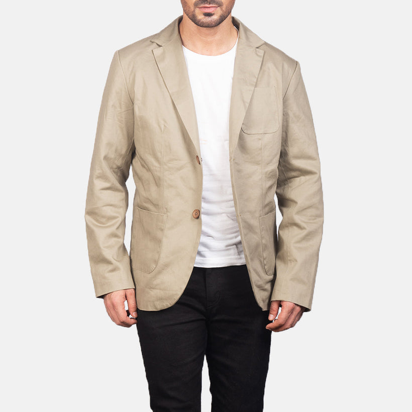 Borges Beige Blazer de Cuero para Hombre