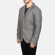 Grey Synthetic Wool Leather Blazer - Vista trasera con ajuste entallado en hombros y bajo impecable