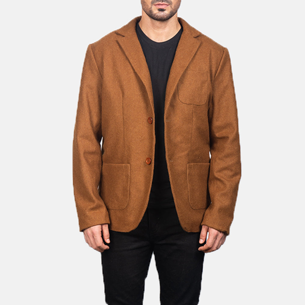 
Khaki Wool Blazer in Khaki Synthetic Wool - Vista frontal y silueta entallada | Comprar online