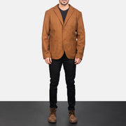 
Khaki Wool Blazer - Vista lateral mostrando el corte ergonómico de mangas