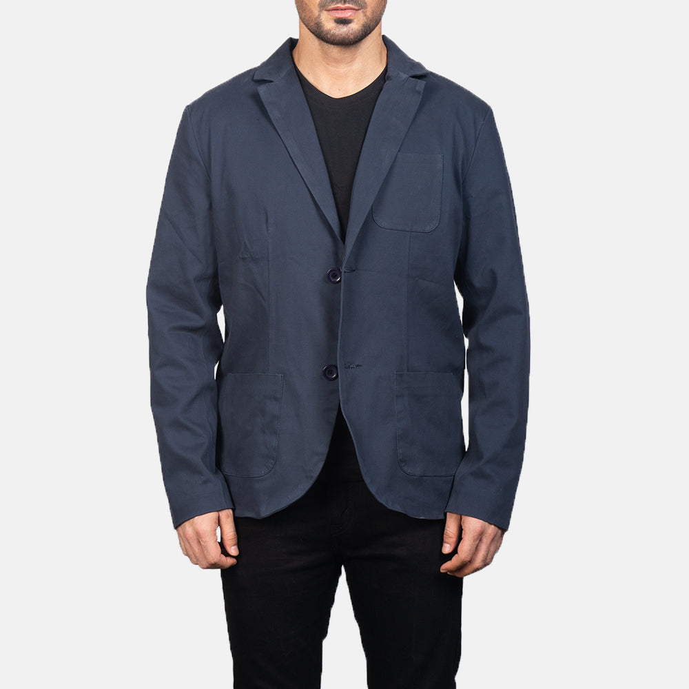 
Borges Navy Azul Blazer de Cuero para Hombre in Navy Blue Poly-Cotton - Vista frontal y silueta entallada | Comprar online