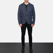 
Borges Navy Azul Blazer de Cuero para Hombre - Vista lateral mostrando el corte ergonómico de mangas