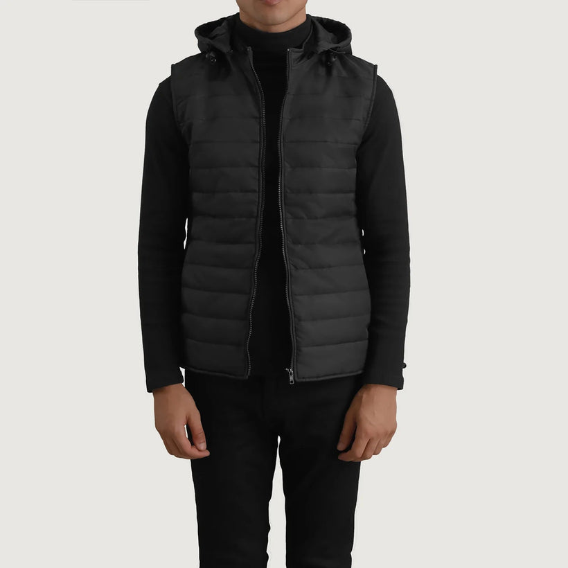 Carlo Negro Hooded Puffer Vest para Hombre