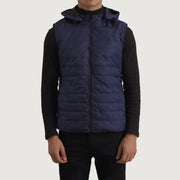 
Vista de detalle of Classic Collar & Zipper Hardware on Carlo Azul Chaleco acolchado con capucha para Hombre