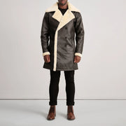 
Charles Abrigo de Cuero Marrón Shearling Abrigo de Cuero para Hombre – alternate product view 3