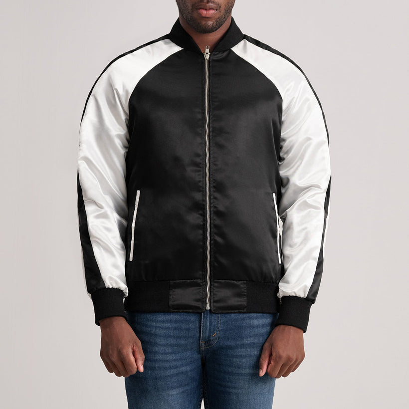 Clarke Negro Varsity Chaqueta de Cuero para Hombre