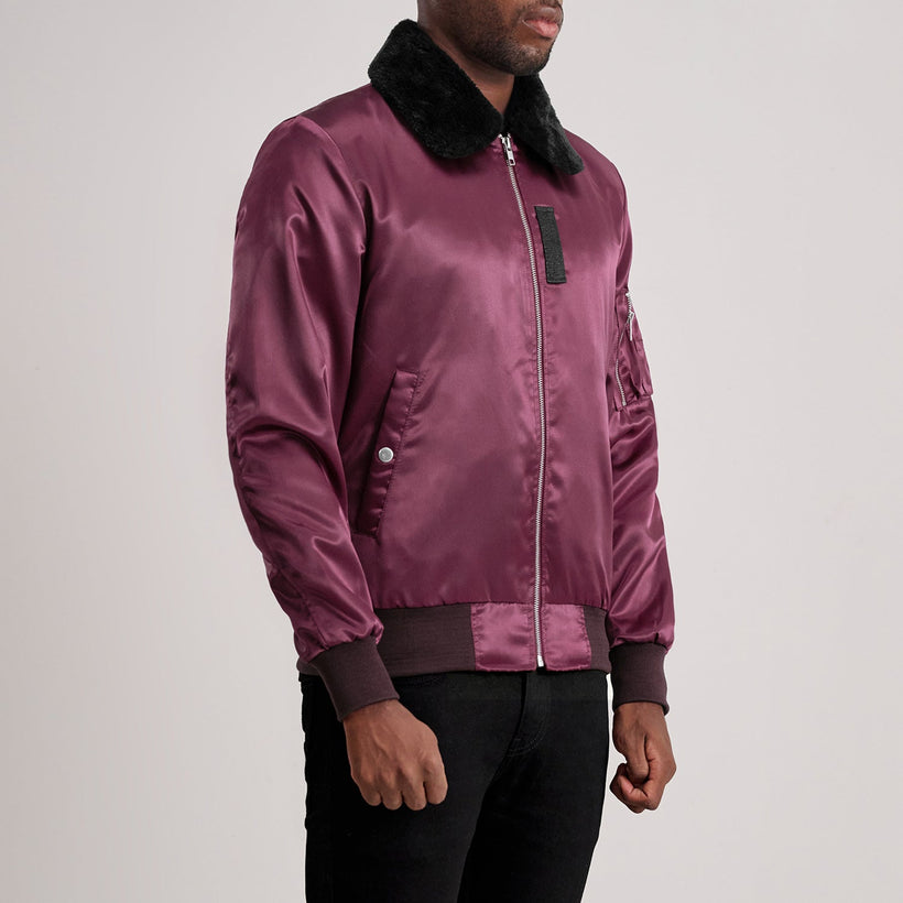 Clyde B-15 Granate Cazadora Bomber de Cuero para Hombre