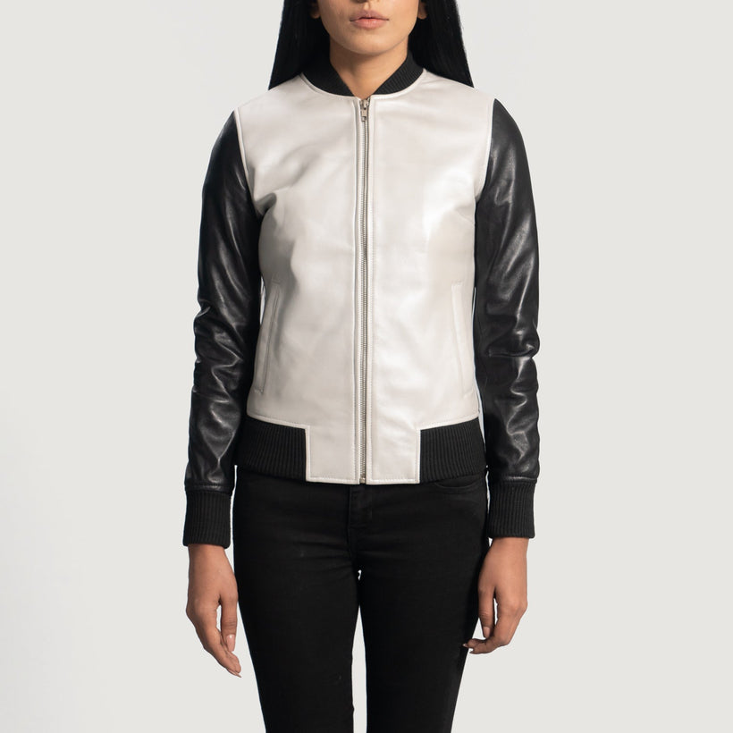Cole Silver Cazadora Bomber de Cuero para Mujer