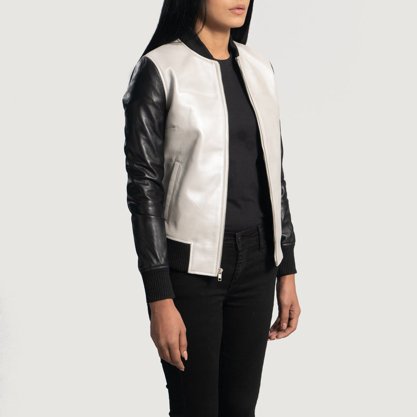 Cole Silver Cazadora Bomber de Cuero para Mujer