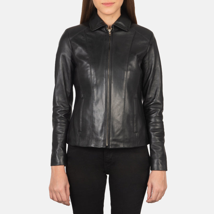 Colette Negro Chaqueta de Cuero para Mujer