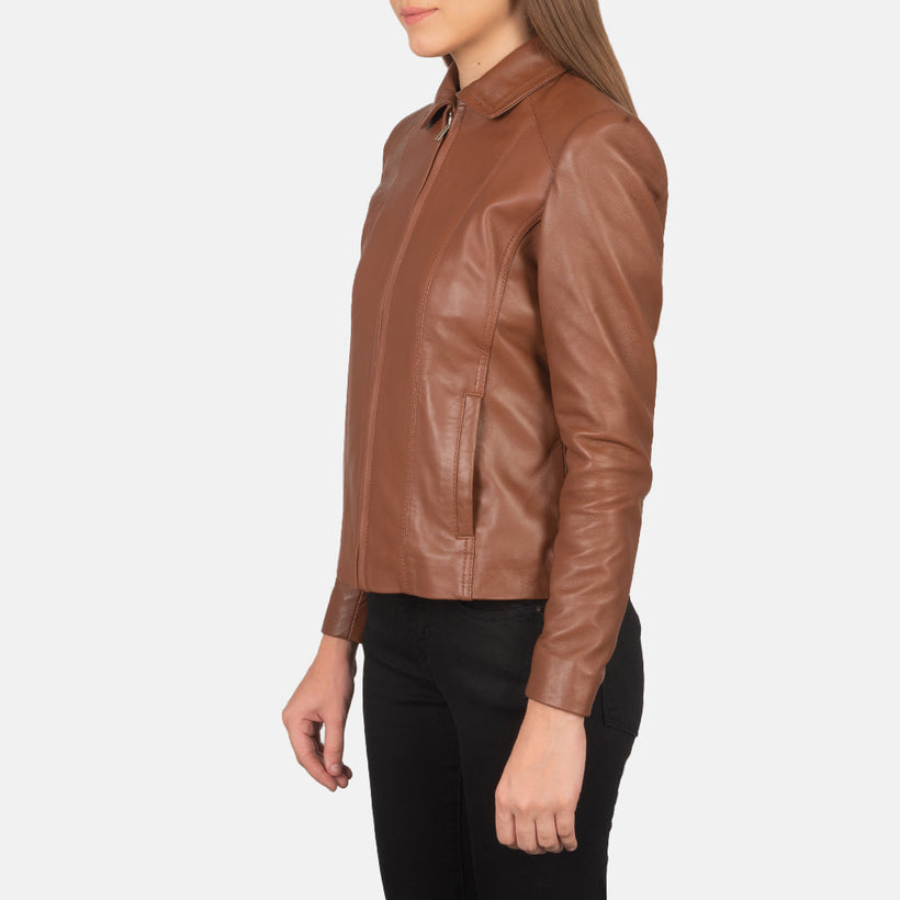 Colette Marrón Chaqueta de Cuero para Mujer