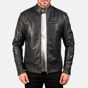 
Dean Negro Chaqueta Biker de Cuero para Hombre en cuero vacuno negro auténtico - Vista frontal y silueta entallada | Comprar online