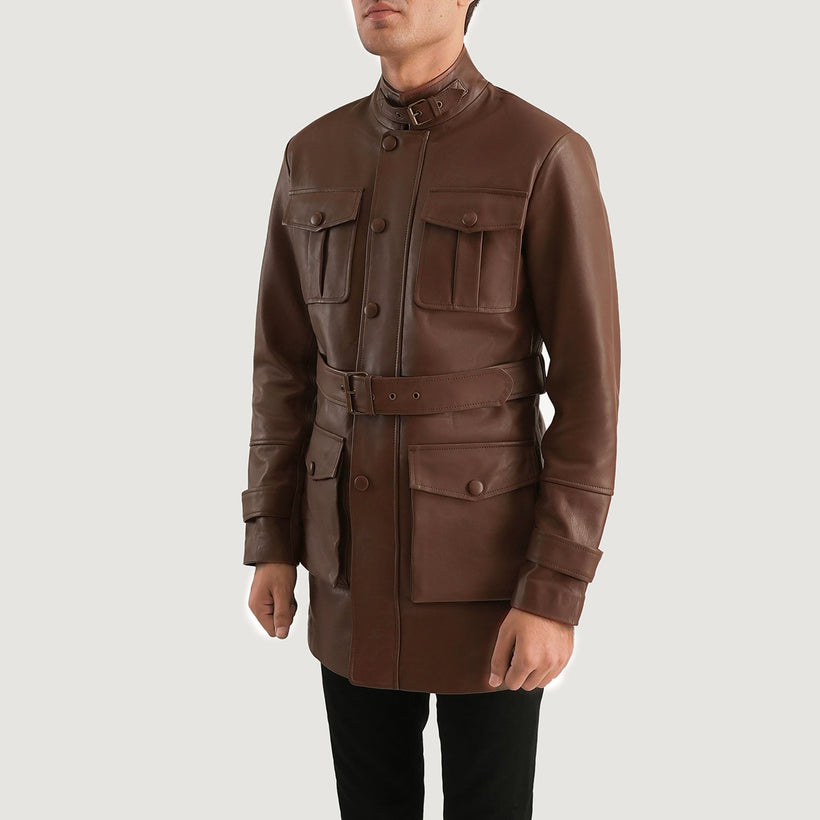 Dolf Marrón Chaqueta de Cuero para Hombre