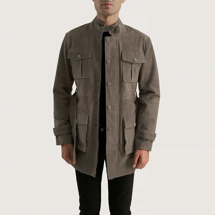 Dolf Gris Chaqueta de Ante para Hombre