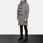 Grey Synthetic Wool Trench Coat - Vista trasera con ajuste entallado en hombros y bajo impecable