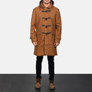 
Vista de detalle of Shirt with Removable Hood & Toggle Buttons with Placket & Zipper Hardware on Drake Khaki Wool Duffle Coat