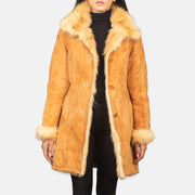 Women's Erica Beige Leather Coat in Distressed Beige Goatskin Suede - Vista frontal y silueta a medida | Comprar online
