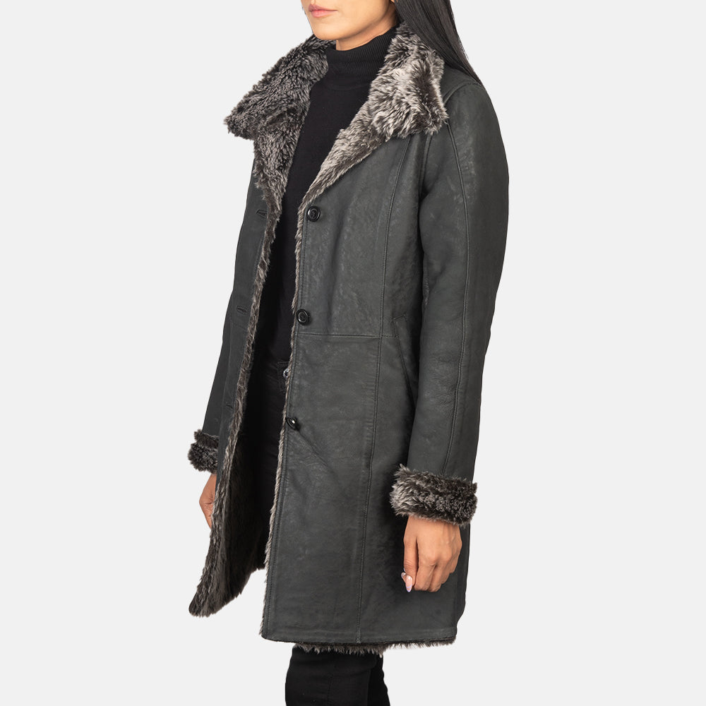 Erica Shearling Abrigo de Cuero para Mujer – Vista alternativa del producto 2