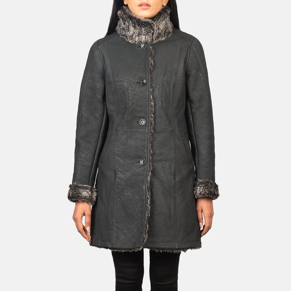 Erica Shearling Abrigo de Cuero para Mujer – Vista alternativa del producto 3