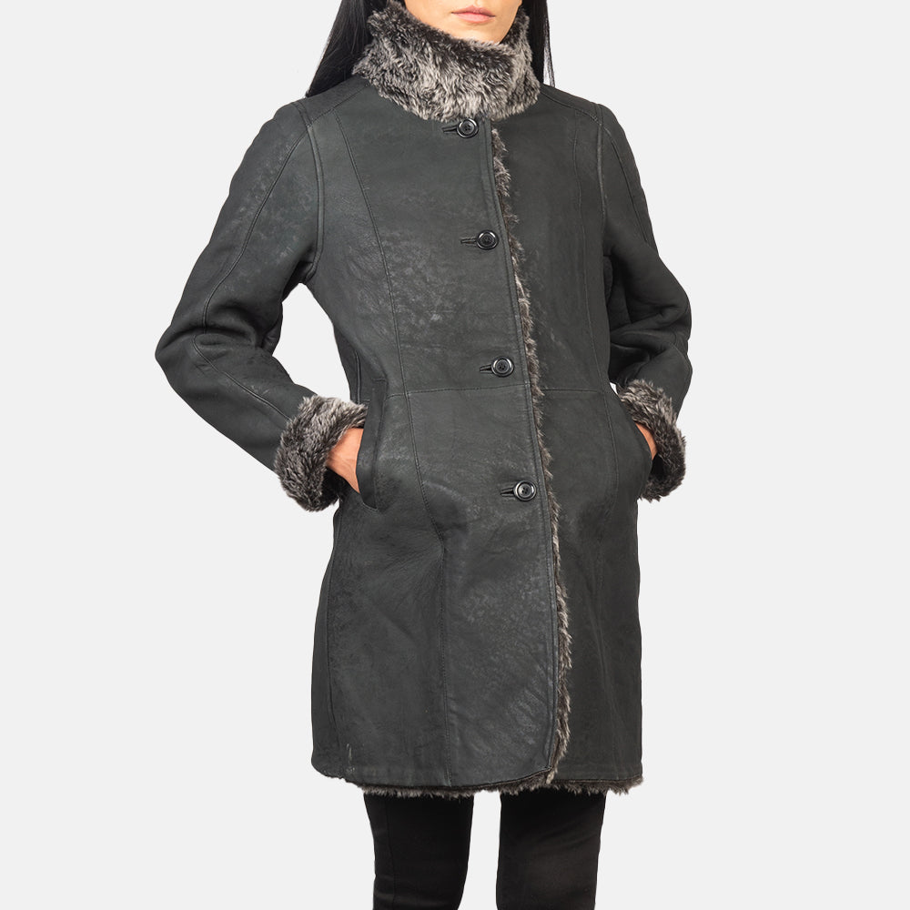 Erica Shearling Abrigo de Cuero para Mujer – Vista alternativa del producto 6