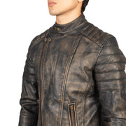 Faisor Mocha Chaqueta Biker de Cuero para Hombre – Vista alternativa del producto 6