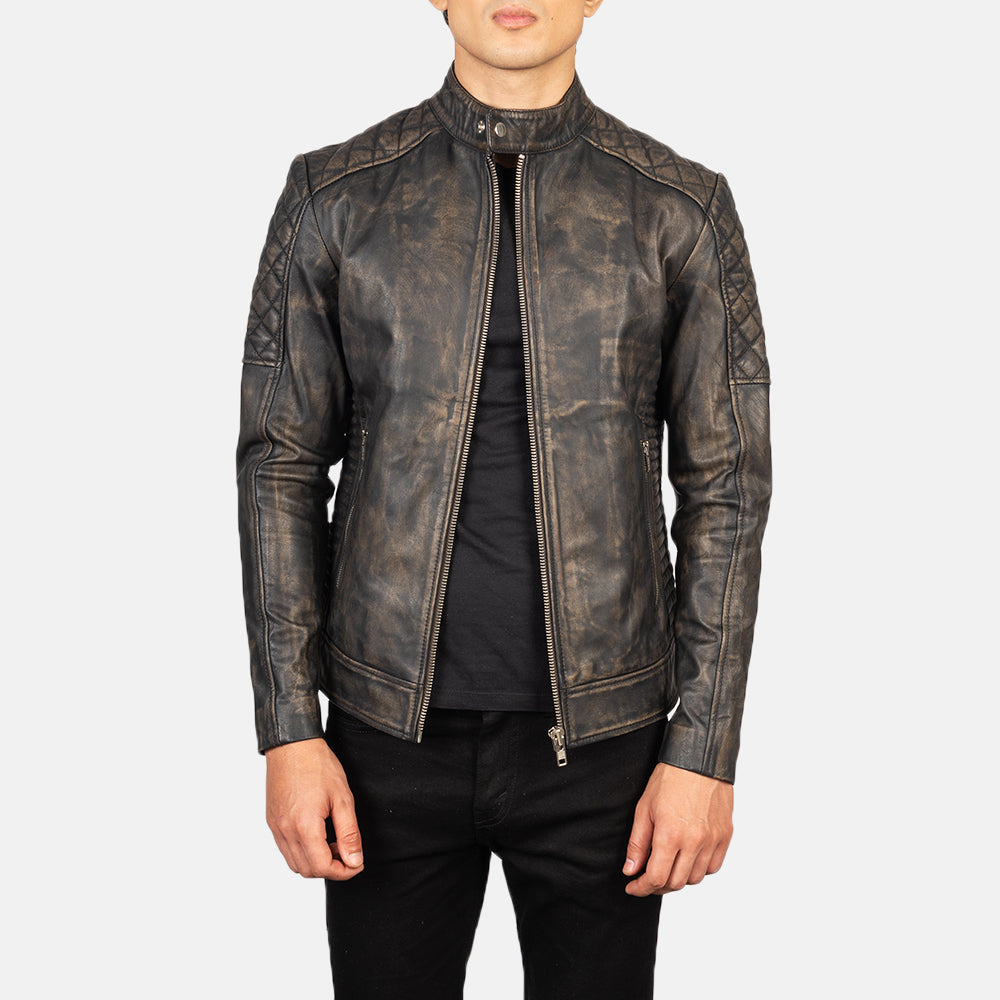 Fernando Acolchado Chaqueta Biker de Cuero para Hombre – Vista alternativa del producto 1