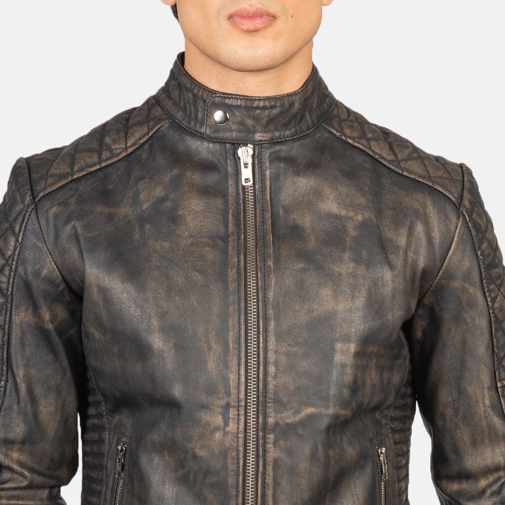 Fernando Acolchado Chaqueta Biker de Cuero para Hombre – Vista alternativa del producto 6