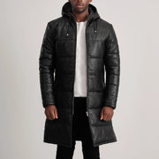 
Floyd Tan Hooded Leather Puffer Coat in Tan Brown Sheepskin Leather - Vista frontal y silueta entallada | Comprar online