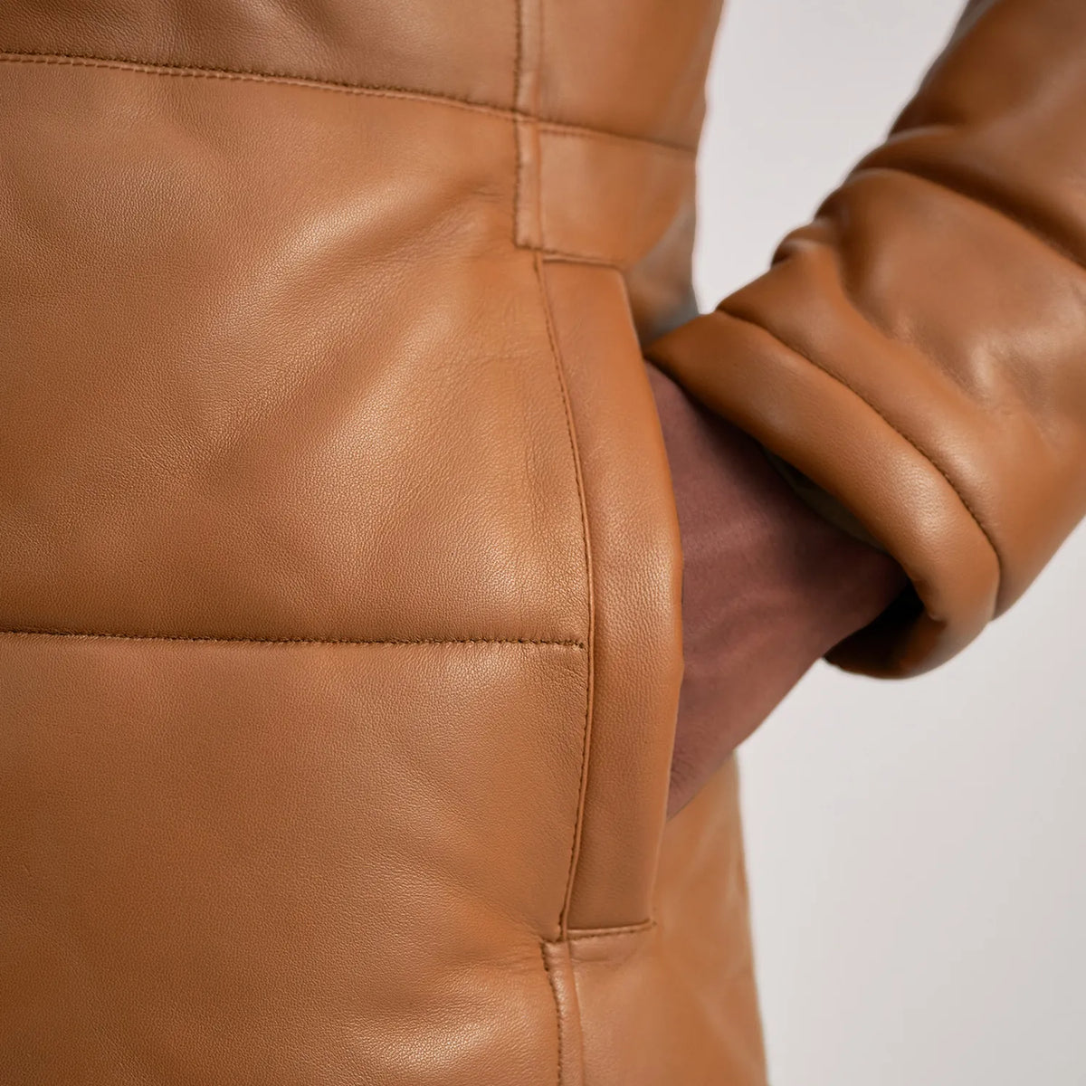 
Floyd Abrigo de Cuero Tostado Puffer Chaqueta de Cuero para Hombre – alternate product view 6