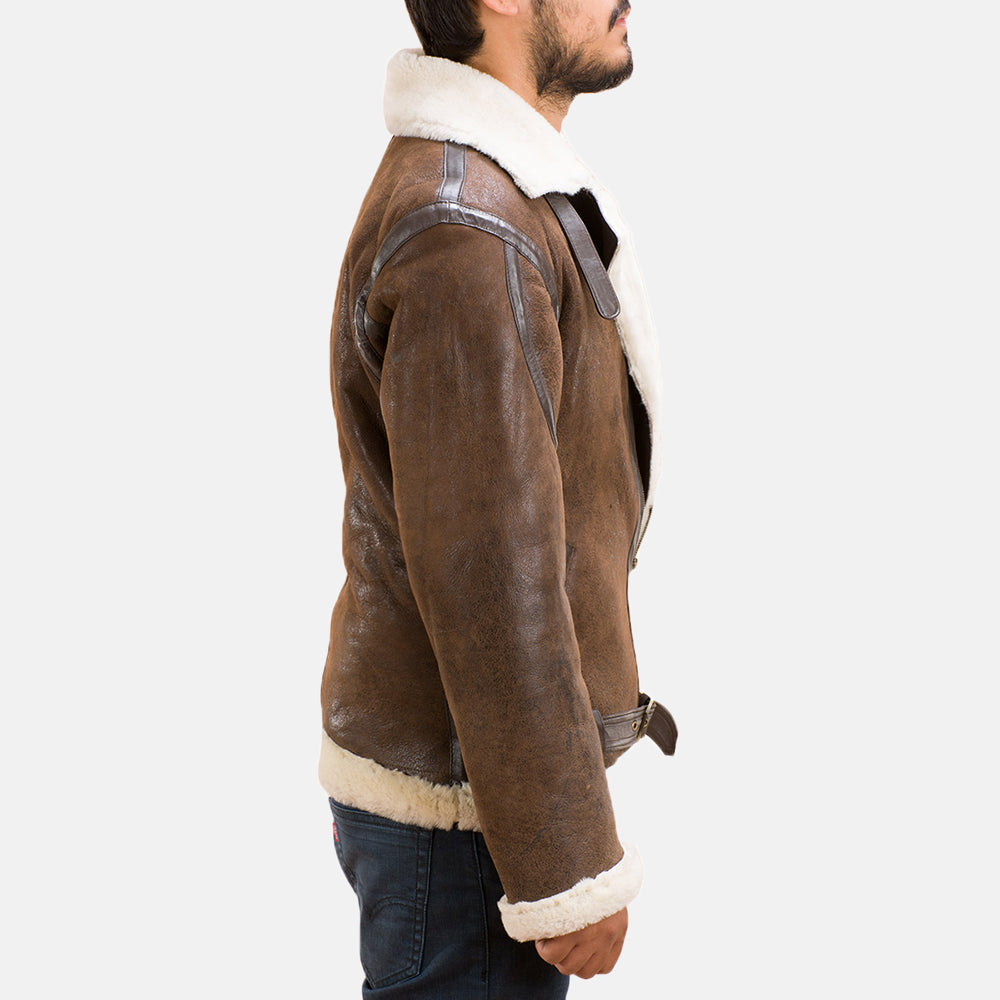 Men's Forest Double Face Chaqueta de Borrego para Hombre - Vista de perfil lateral con corte ergonómico de manga