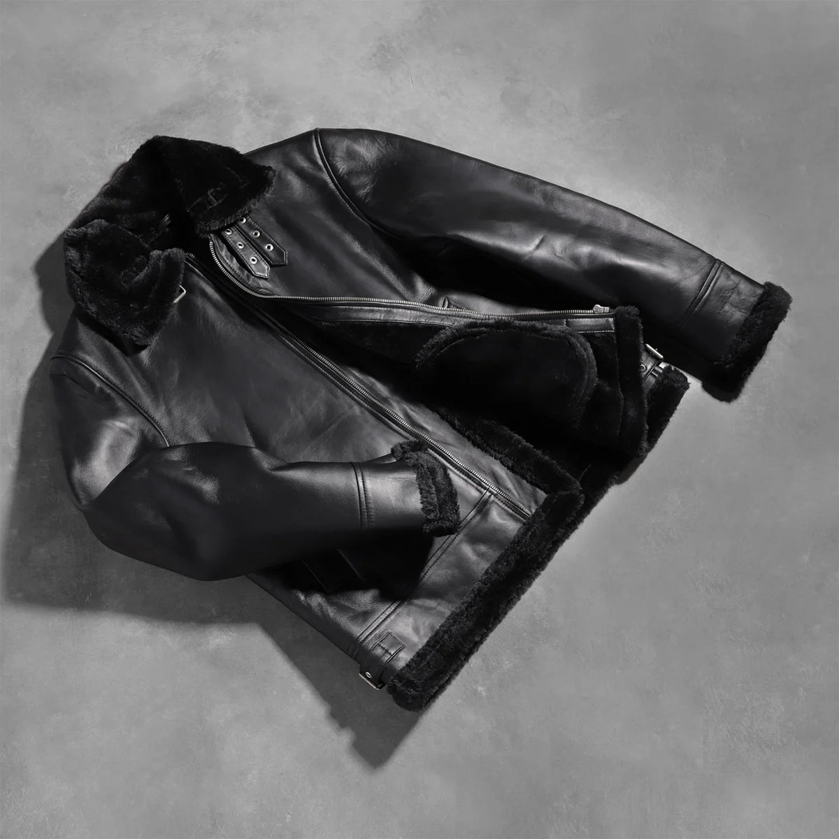 Francis B-3 Negro Cazadora Bomber de Cuero para Hombre – Vista alternativa del producto 8