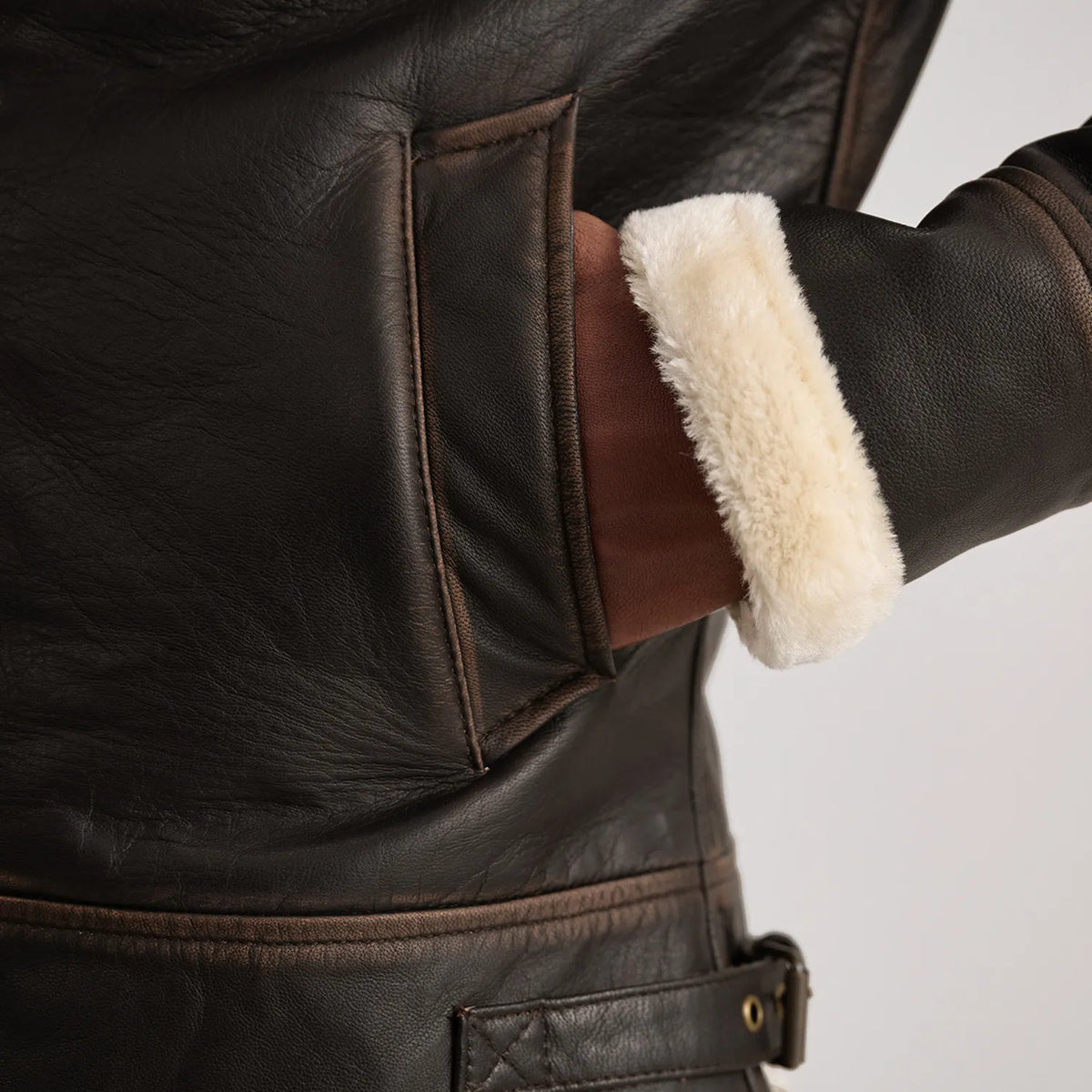 Francis B-3 Negro Cazadora Bomber de Cuero para Hombre – Vista alternativa del producto 6
