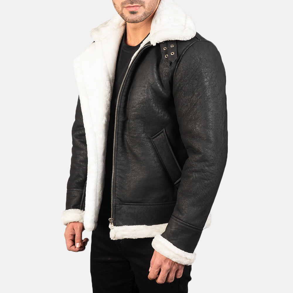 Francis B-3 Negro Cazadora Bomber de Cuero para Hombre – Vista alternativa del producto 2