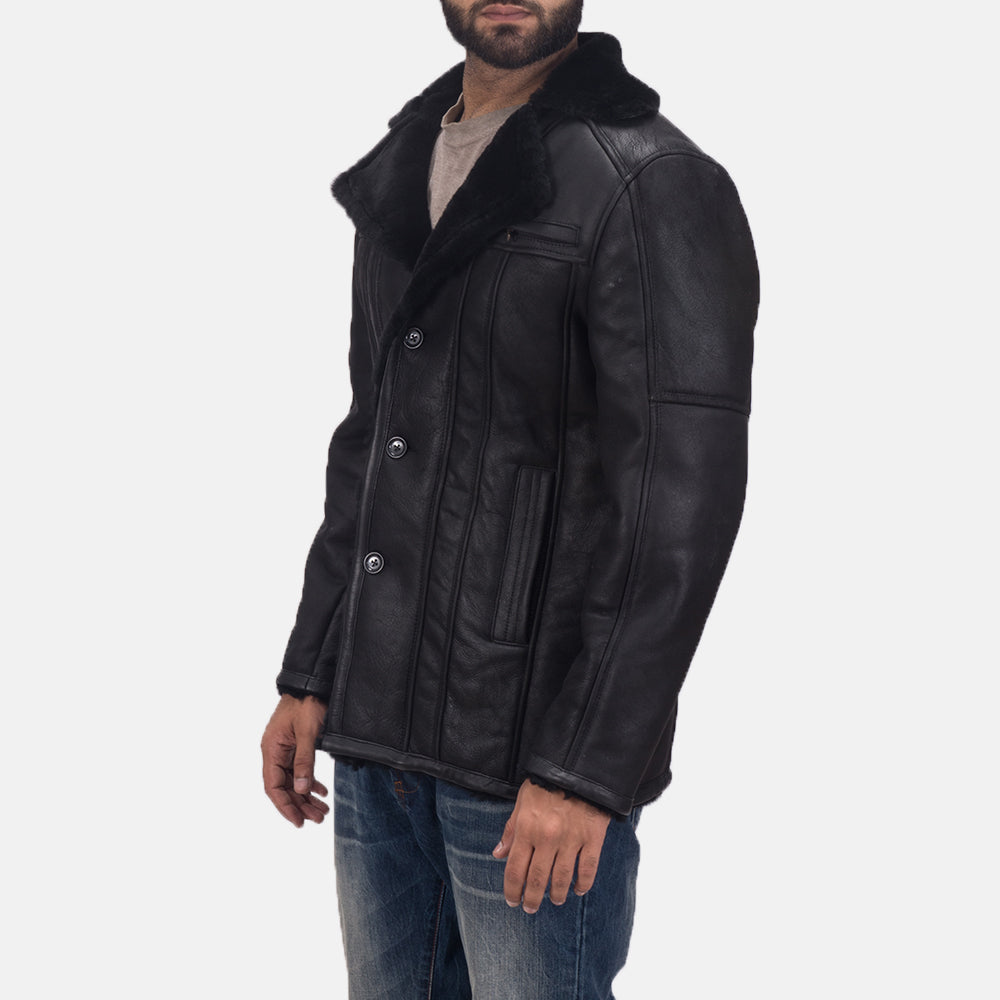 
Furcliff Double Face Shearling Abrigo de Cuero para Hombre in Black Shearling Leather (Double Face) - Vista frontal y silueta entallada | Comprar online