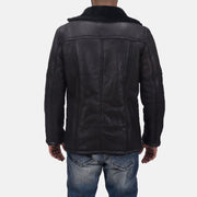 
Vista de detalle of Notch & Button Hardware on Furcliff Double Face Shearling Abrigo de Cuero para Hombre