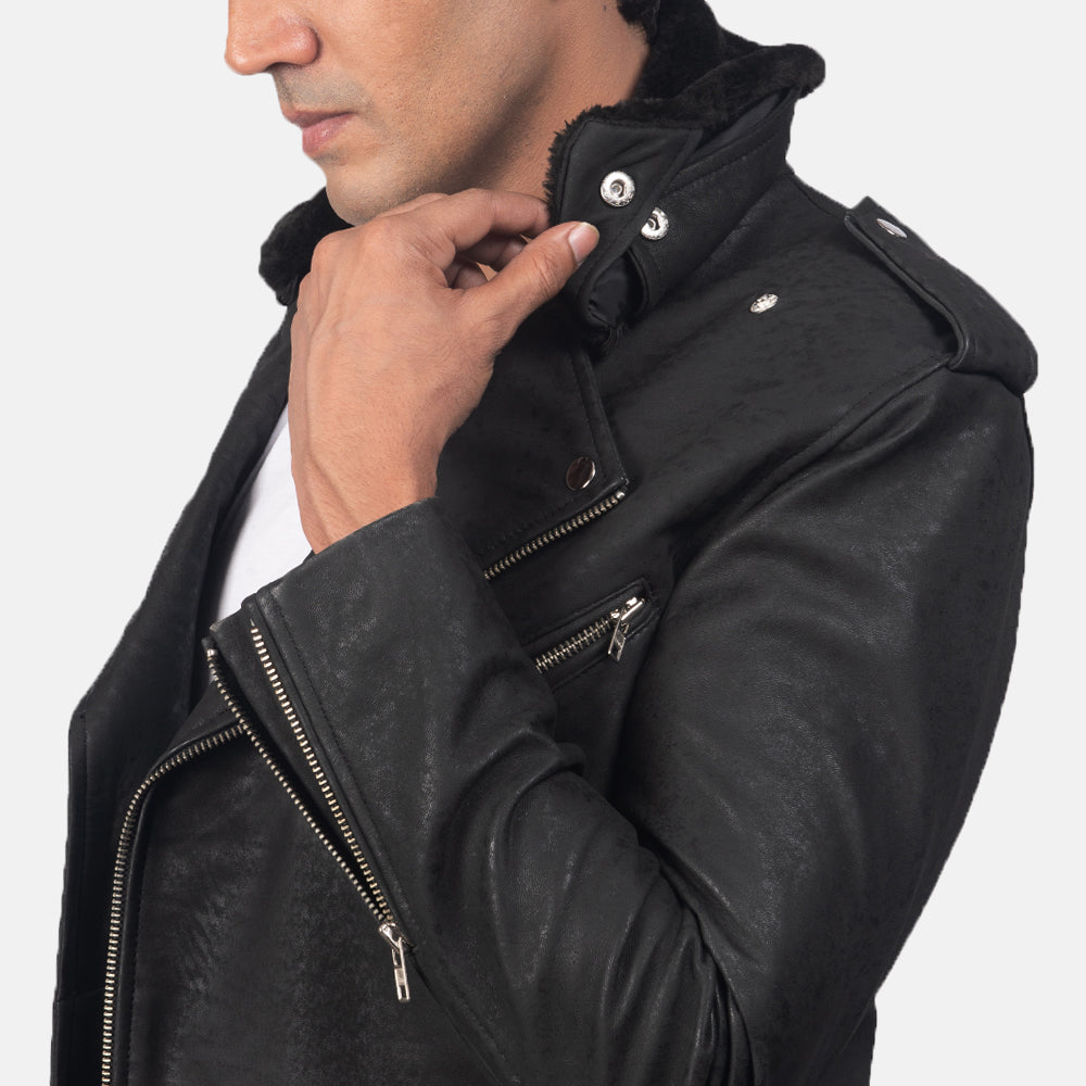 Furton Chaqueta Biker de Cuero para Hombre – Vista alternativa del producto 5
