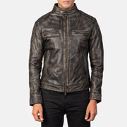 
Gatsby Quilted Distressed Brown Leather Jacket - Vista lateral mostrando el corte ergonómico de mangas