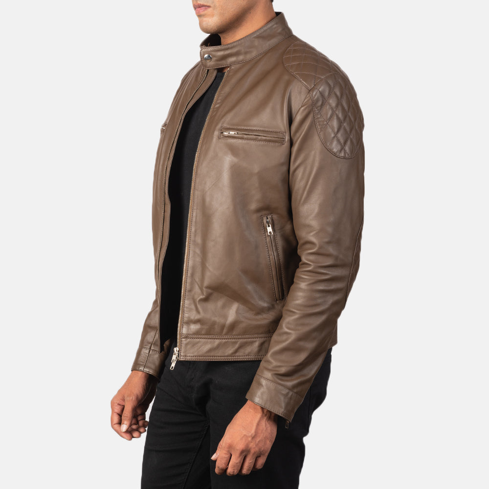 Dark Brown Sheepskin Leather Biker Jacket - Vista trasera con ajuste entallado en hombros y bajo impecable