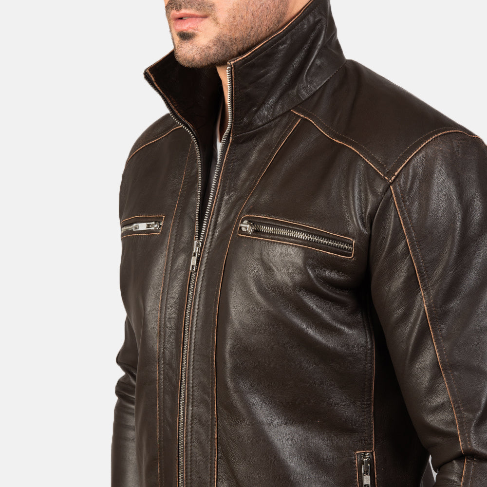 Hudson Chaqueta Biker de Cuero para Hombre – Vista alternativa del producto 6