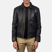 Men's Inferno Brown Leather Jacket in Distressed Brown Sheep Skin Burnishing - Vista frontal y silueta a medida | Comprar online