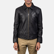 Men's Inferno Brown Leather Jacket - Vista de perfil lateral con corte ergonómico de manga