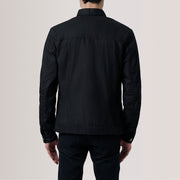 
Vista de detalle of Classic Collar & Button Hardware on Irwin Negro Waxed Canvas Field Chaqueta de Cuero para Hombre For Men