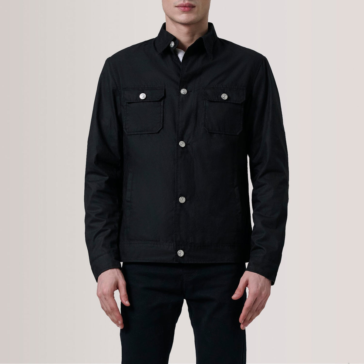 
Authentic Waxed Cotton Canvas Grain Texture & Heavy-Duty Seam Stitching Detail