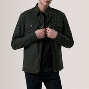 Irwin Olive Waxed Canvas Field Chaqueta de Cuero para Hombre For Men in Olive Waxed Cotton Canvas - Vista frontal y silueta a medida | Comprar online