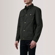 Irwin Olive Waxed Canvas Field Chaqueta de Cuero para Hombre For Men - Vista de perfil lateral con corte ergonómico de manga
