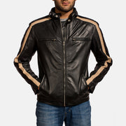 Black Sheepskin Leather Biker Jacket - Vista trasera con ajuste entallado en hombros y bajo impecable