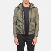
Jimmy Verde Hooded Windbreaker Chaqueta de Cuero para Hombre in Green Nylon - Vista frontal y silueta entallada | Comprar online
